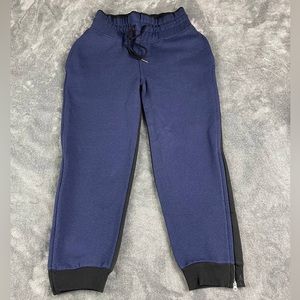Adidas by Stella McCartney fleece sweatpants blue and black with side zippers